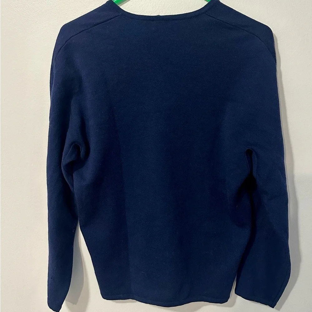 St Croix Navy V-Neck Zephyr Wool Sweater Size Large